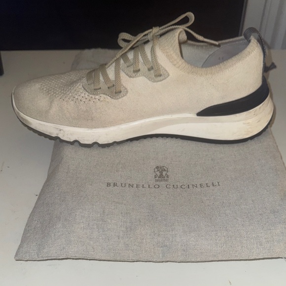Brunello Cucinelli Light Tan Knit Sneakers - Picture 8 of 11